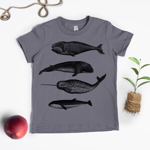 Whale Shirt Kids' T-shirt Children's Gift Screen Printed Whales Whale Lover Warm Gray