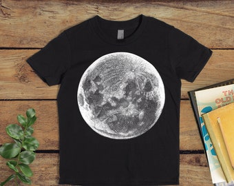 Children's Moon T-shirt - Kid's Shirt - Astronomy Gift - Full Moon - Screen Printed Tshirt - Space Lover Gift