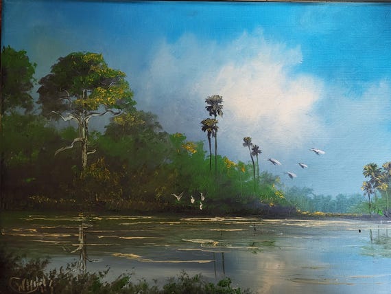 Oscar Whirls Florida Art 12x16 oil on canvas Glades River scene