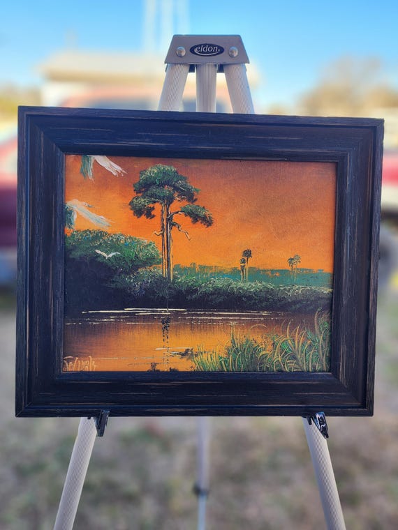 Oscar Whirls Florida Art 8x10 oil on canvas Back Country Painting Framed