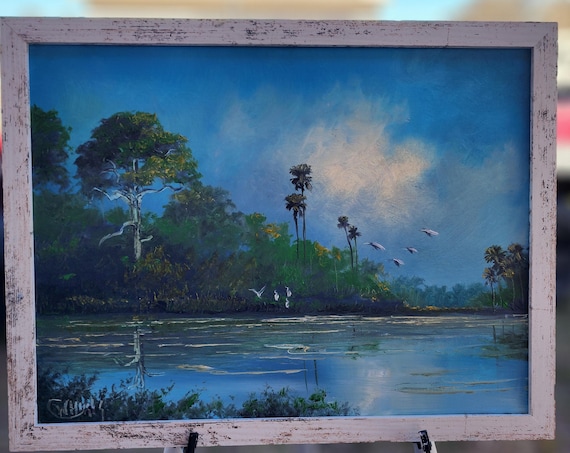 Oscar Whirls Florida Art 12x16 oil on canvas Glades River scene