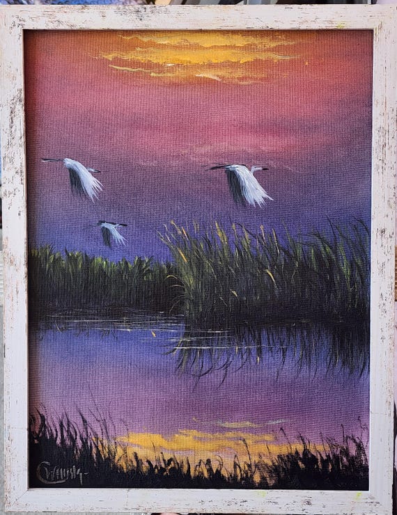 Oscar Whirls Florida Art 12x16 oil on canvas Okeechobee Sunset Splendor