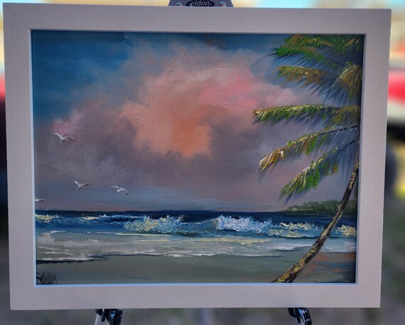 Oscar Whirls Florida Art 11x14 oil on canvas seascape coastal Palm breaking wave