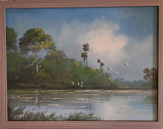 Oscar Whirls Florida Art 12x16 oil on canvas Glades River scene