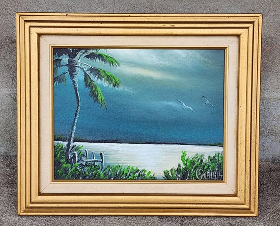Oscar Whirls *SUMMER SALE*  Florida Art 11x14 oil on canvas moonlite palm