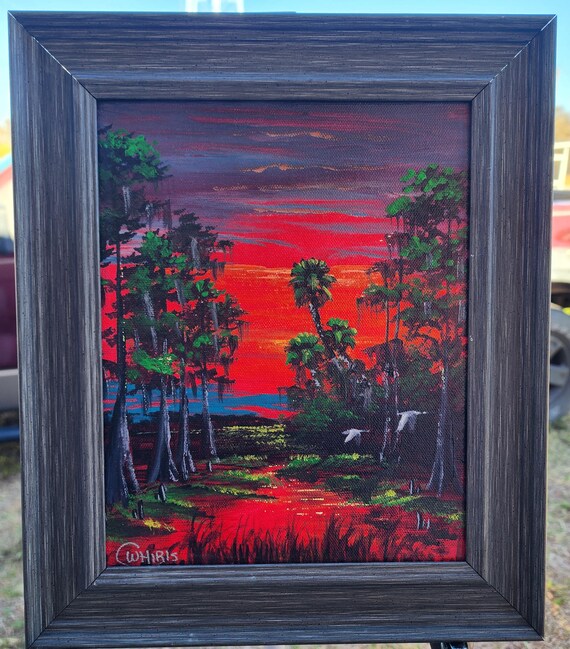 Oscar Whirls Florida Art 8x10 Acrylic canvas Back Country Painting Framed