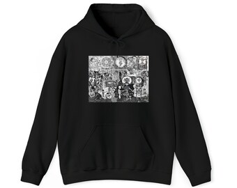 Zwart-wit esoterische digitale kunst Collage Hoodie Sweatshirt Internet kunst Manga kunst Hoodie Sweatshirt