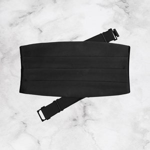 Handmade Classic Black Tuxedo Cummerbund | Adjustable | Prom Accessories | Tuxedo Belt Waistband |