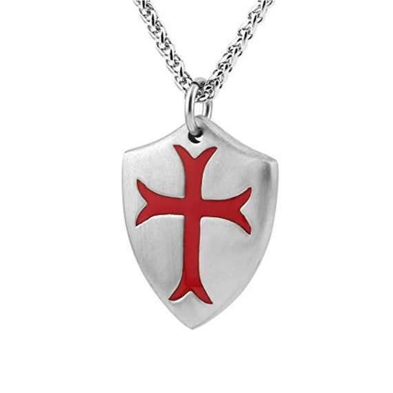 Templar Cross Joshua 1:9 Shield Stainless Steel M… - image 2