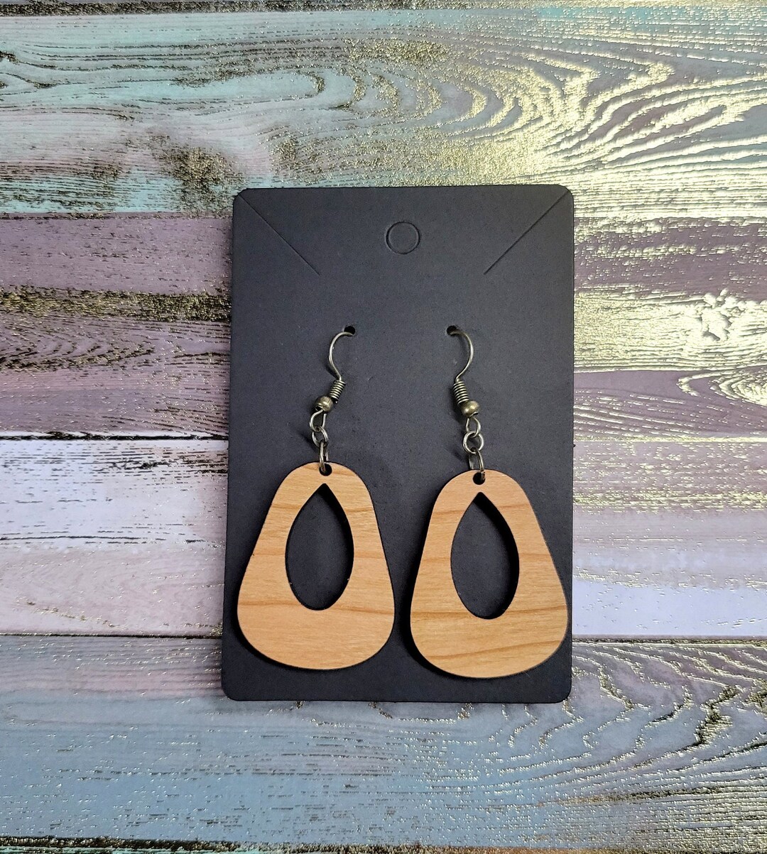 Laser Cut Cherry Wood Earrings Etsy