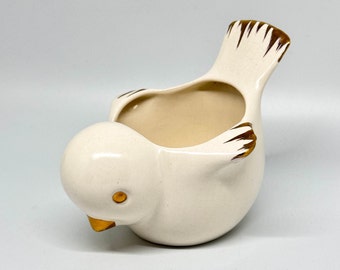 Cream White Chick Sugar Bowl, Vintage California Pottery 1950s