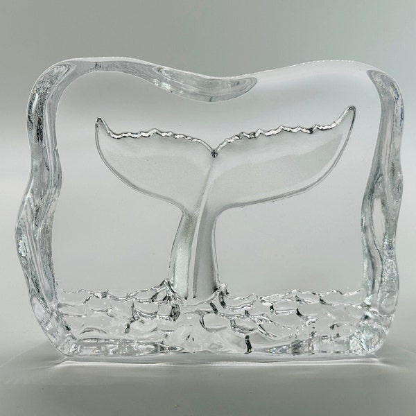 Wyland Whale Tail Glass Art Crystal Sculpture