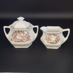 Adams & Sons Ironstone Set - Creamer, Sugar
