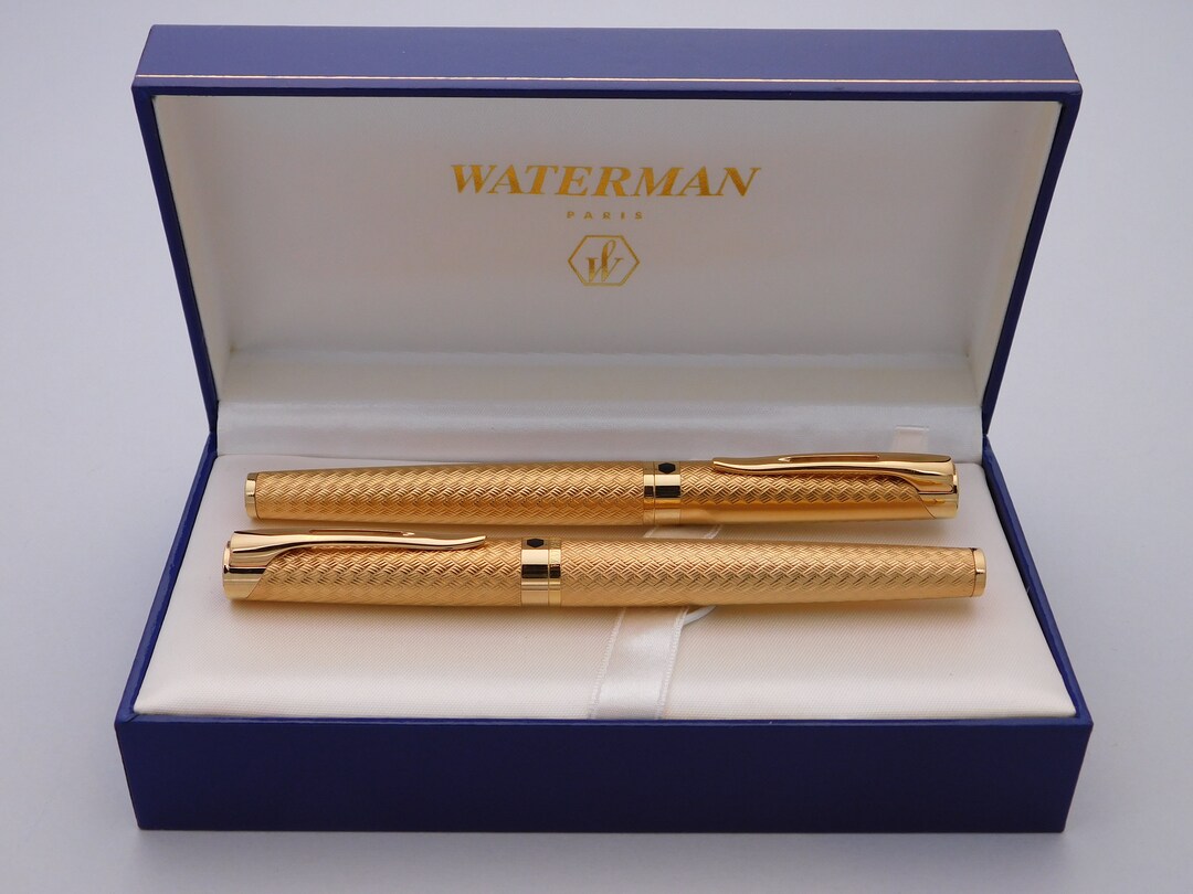 Stylo Plume Ancien Waterman En Métal Doré - Modèle Slim Miniature, Occasion