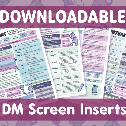 Printable Dungeons & Dragons DM Screen Inserts for 5e DIGITAL Etsy