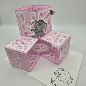 Carte cube 3D pop-up, carte de bébé, petite fille, bébé garçon, félicitations de naissance, bienvenue à un nouveau bébé,