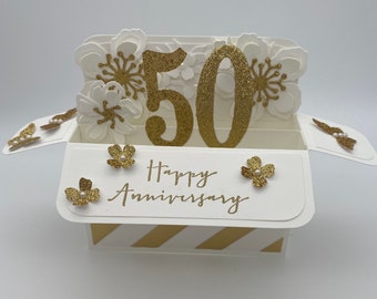 50th Anniversary Pop Up Card, Golden Wedding