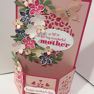 Feliz Día de la Madre, cumpleaños, amor, tarjeta 3D, tarjeta del día de la madre, tarjeta de cumpleaños femenina, tarjeta de caja hexagonal, tarjeta emergente