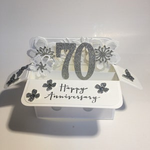 Platinum wedding anniversary card, 70th wedding anniversary, pop up card, keepsake