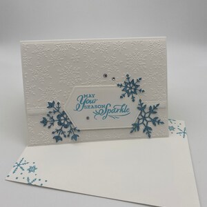 Carte de Noël, carte Hanukkah, carte saisonnière, hiver, flocons de neige