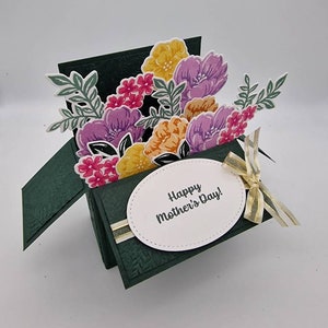 3d pop up box card, gift for her, birthday card, mother's day card, flowers, floral, bouquet, get well soon, thank you, personalised