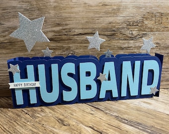 HUSBAND birthday card, pop up card in a box, 3D card, stars, Valentine, Valentine's Day, spouse, gift for him