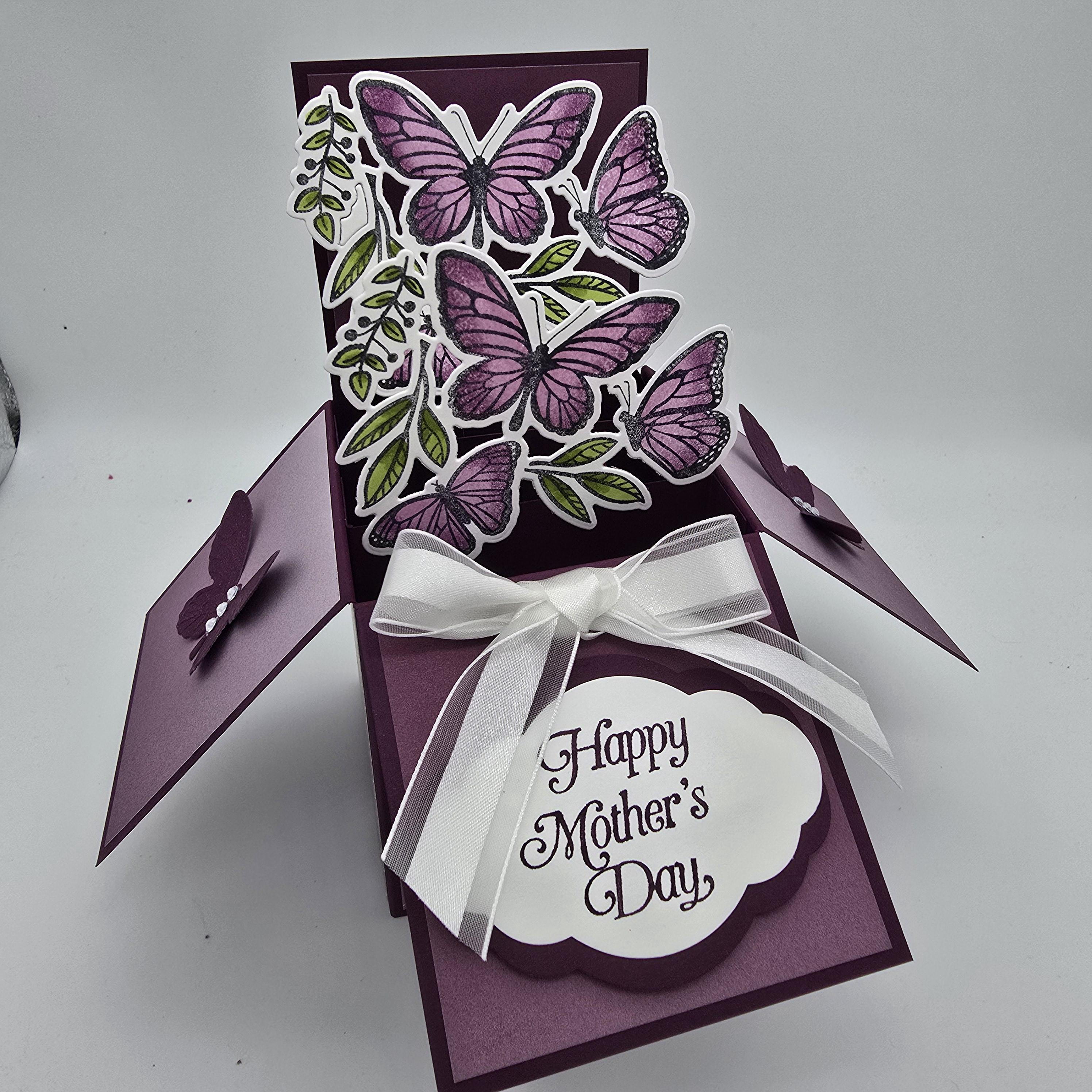 Carte Pop-up 3D Gâteau D'anniversaire Papillon - Carte Animée 30x20 Cm Avec Enveloppe, Pour Femme, Saint-Valentin