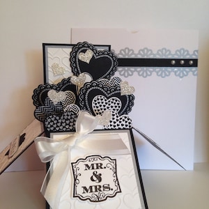 Handgemachte Hochzeitskarte, Karte in Box, Verlobung, Jubiläum, Geburtstag. Pop up, Herzen, Liebe, Hingabe