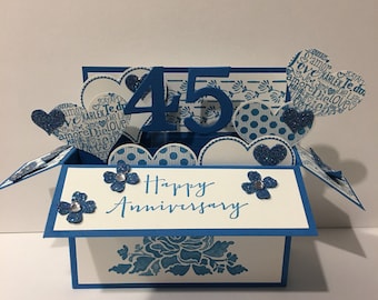 Sapphire 45th Wedding Anniversary Card 45 Year Anniversary Handmade ...