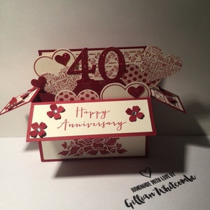 Ruby Wedding Anniversary card, 40 years married, pop up card in a box, 3d, milestone celebration, congratulations,