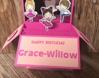 Pop Up, 3d, card in a box, ballerina, ballet, born to dance, birthday card