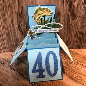 Pop Up 3D-Box Karte zum Thema Angeln, Fischer, Angler, Fliegenfischen