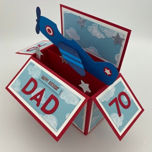 Pop up, 3d, card in a box, airplane, flying machine, aeroplane, birthday card, transport, all occasion, personalisable imagem 8