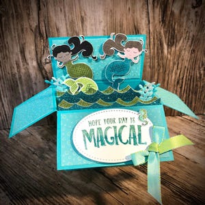 Carte d'anniversaire pop-up sirène, carte boîte, carte d'anniversaire 3D, personnalisée