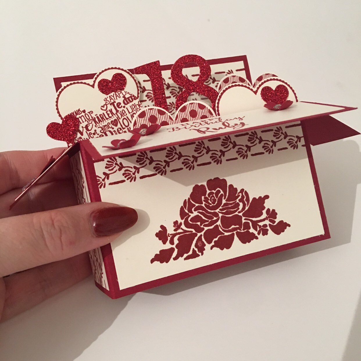 Ruby Wedding Anniversary Card, 40 Years Married, Pop up Card in a Box ...