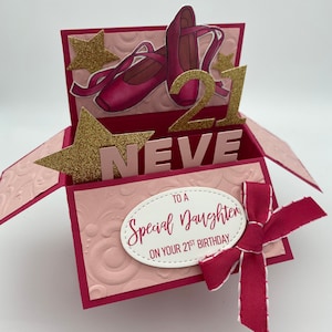 Carte d'anniversaire de ballet, carte dans une boîte, carte pop-up, carte spéciale, 3D, ballerine, ballet, danseuse, étoiles, personnalisée