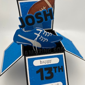 Rugby; juego de pelota, deporte de contacto; fútbol; deporte; tarjeta de cumpleaños emergente; personalizada