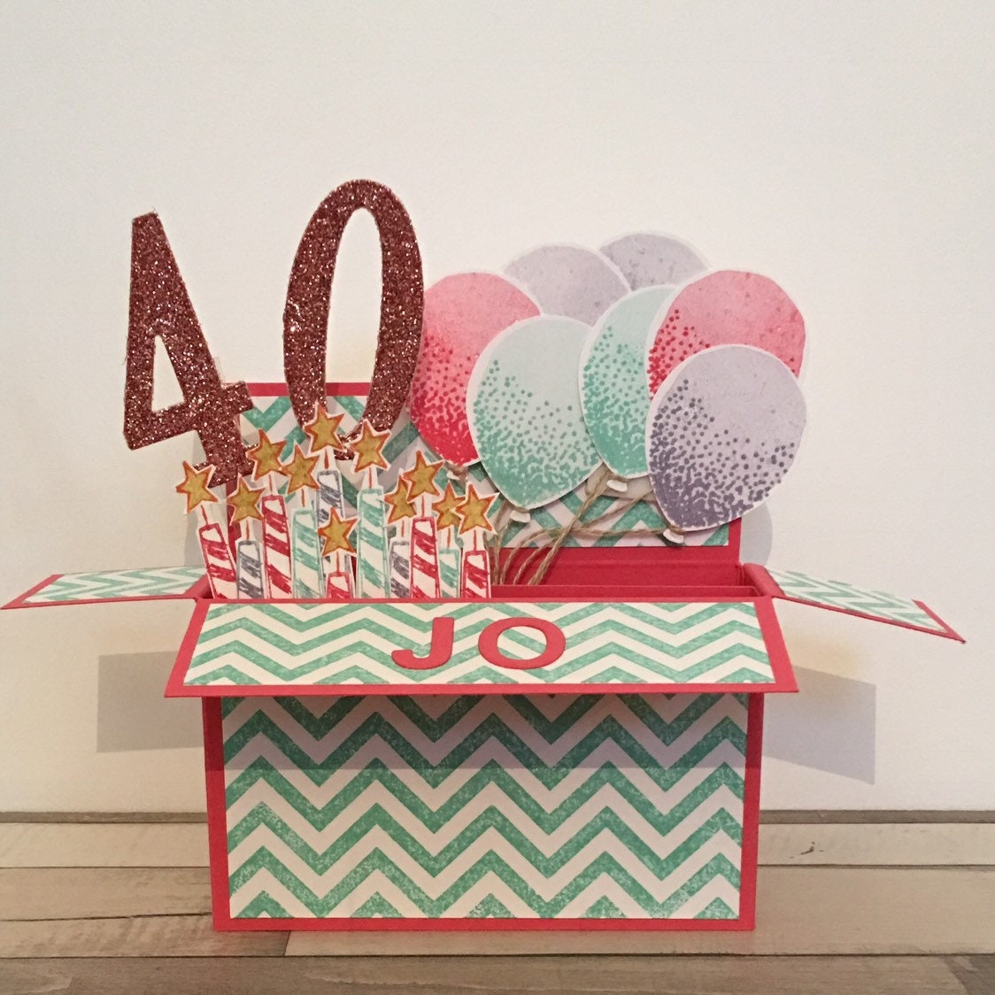 Handmade Card in a Box. Pop up Birthday Card Featuring Balloons and ...