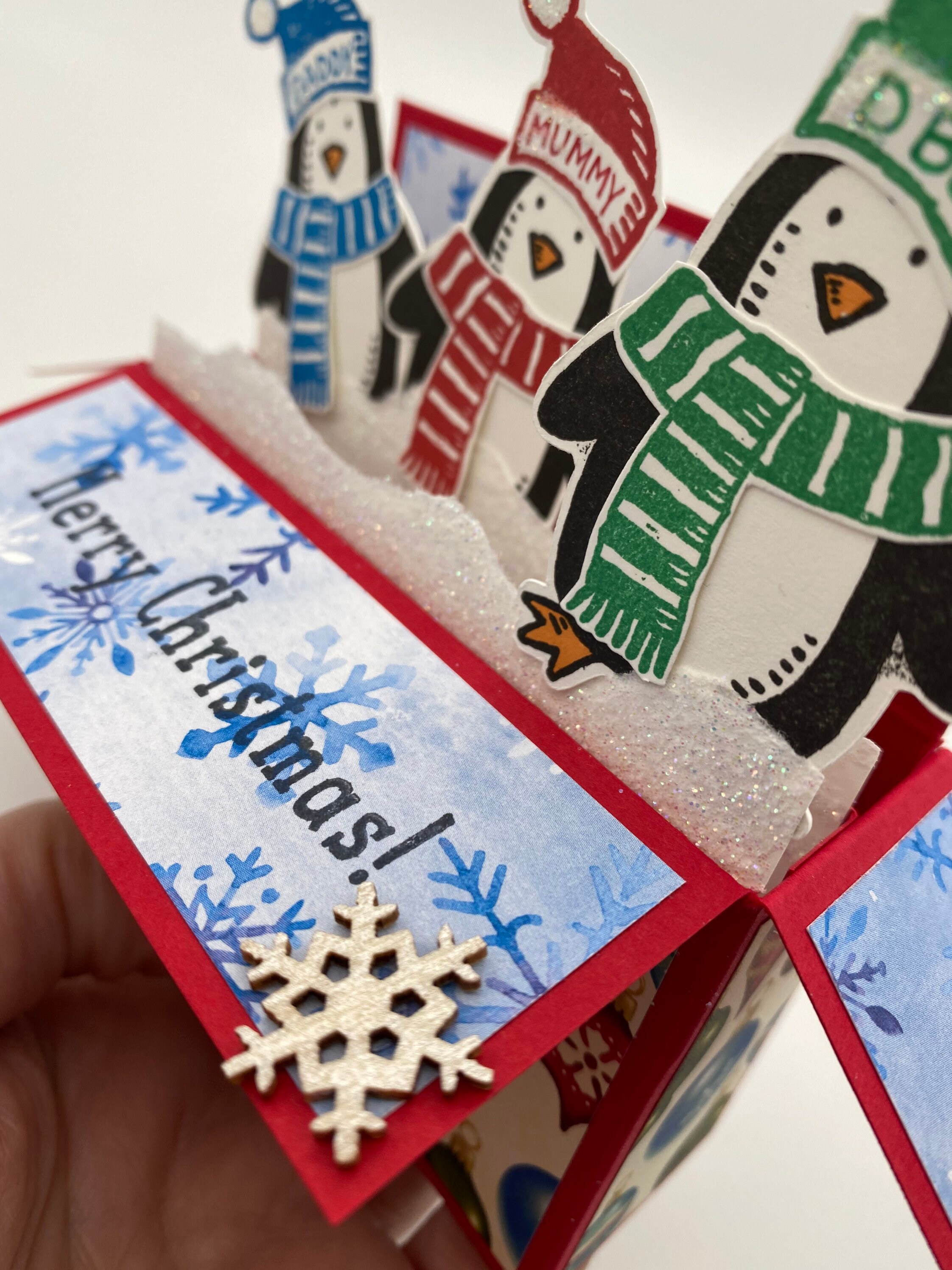 Pop up Christmas Card With Penguin; Snow Family; Penguins; Personalised ...