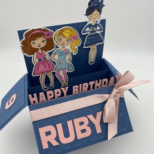 Carte pop-up 3D ; carte d'anniversaire de fille, petite fille, cadeau pour une fille, joyeux anniversaire, meilleurs amis, copines