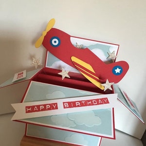 Pop up, 3d, card in a box, airplane, flying machine, aeroplane, birthday card, transport, all occasion, personalisable imagem 3