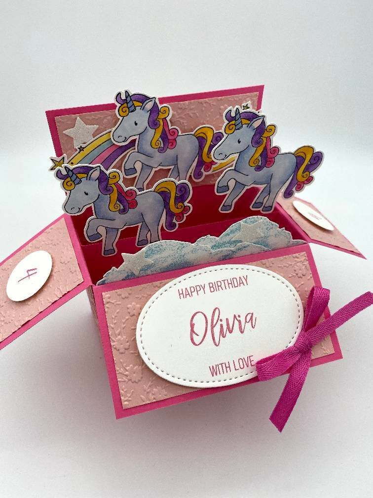 3d Pop up Card, Card in a Box, Exploding Card, Unicorn Birthday Card ...