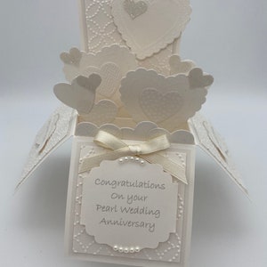Carte de mariage personnalisée, carte dans une boîte, carte de mariage, carte pop-up, luxe, anniversaire de mariage, anniversaire de mariage en perles, saint valentin