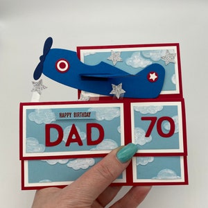 Pop up, 3d, card in a box, airplane, flying machine, aeroplane, birthday card, transport, all occasion, personalisable imagem 9