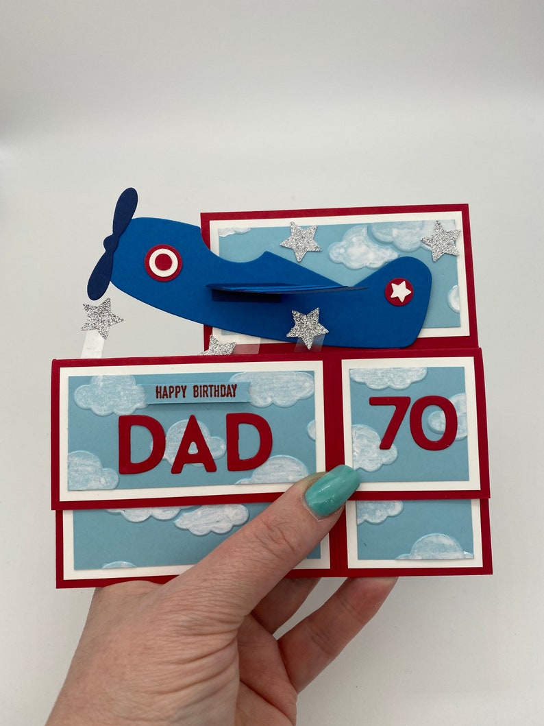 Pop up, 3d, card in a box, airplane, flying machine, aeroplane, birthday card, transport, all occasion, personalisable imagem 9