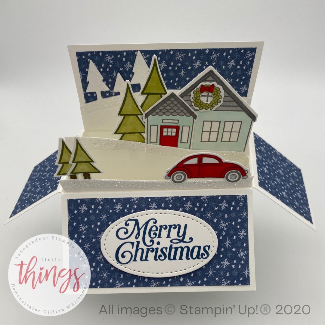 3d Pop up Box Card, Christmas Scene, Snow, Hanukkah, Winter Card ...