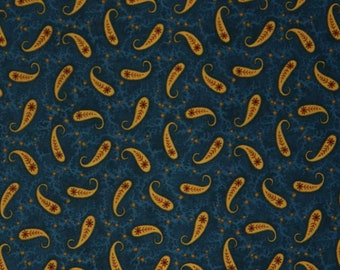 Moda Fabric ~ Stitches II by Kansas Troubles ~ 1 1/2 " Floral Print on Mottled Blue Background