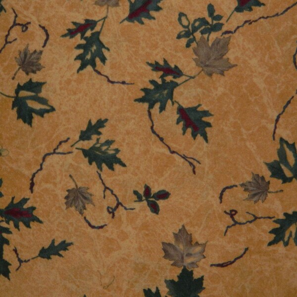 Moda Flannel ~ Pine Cone Lodge by Holly Taylor ~ FLANNEL~ 2" Green, Red and Brown Leaves on Gold Background ~ Quilting and Sewing Fabric