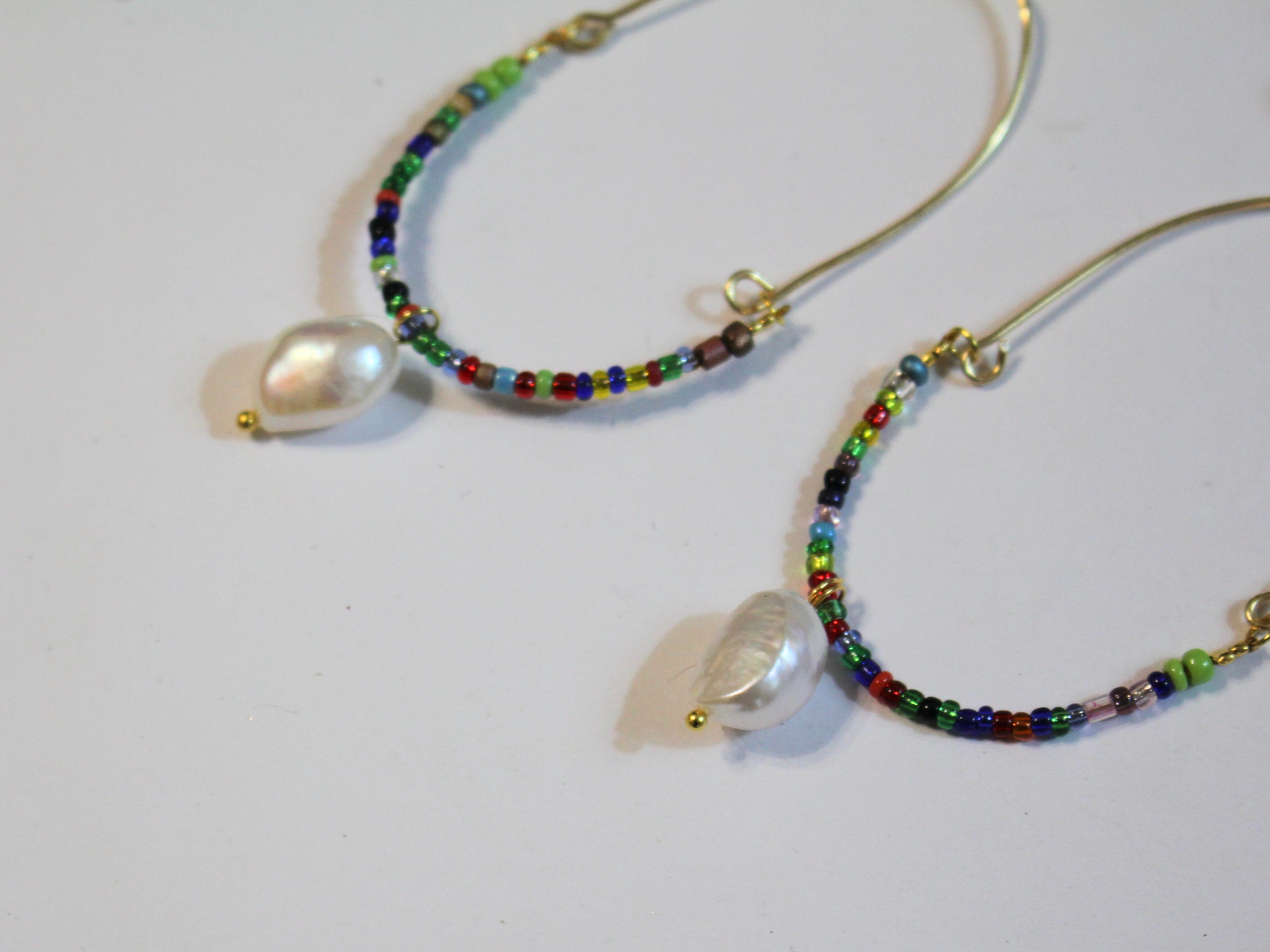 Pearl earrings alternative pearl earrings rainbow earrings Etsy