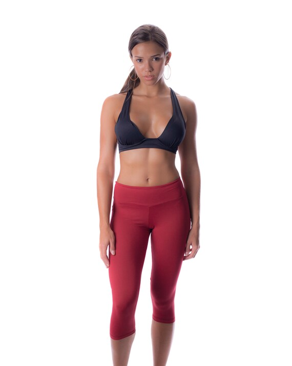 red yoga pants